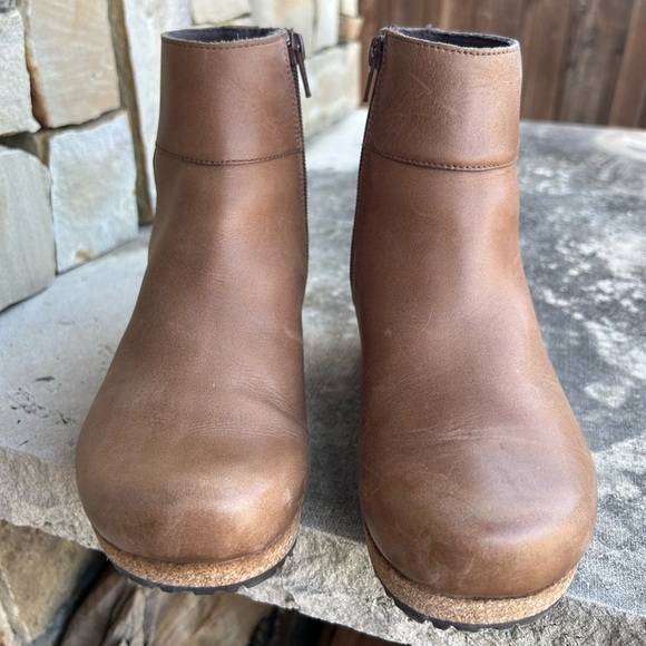 Birkenstock Papillio Ebba Brown Wedge Cork Ankle Boots Anthropologie Sz-36. C - Picture 3 of 14